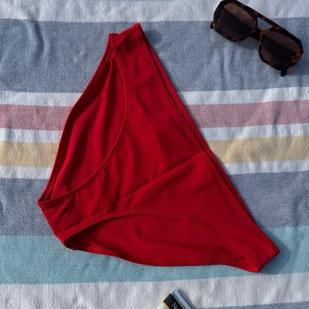 Aerie Bikini Bottom‎ Red Swimwear Size L NWT Classic Rise Lined Stretch Solid